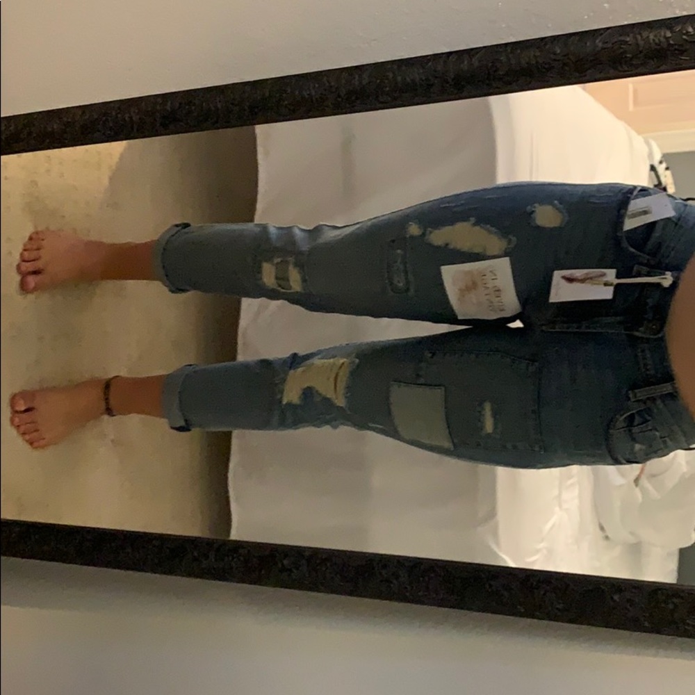 Ripped Patched Mom Jeans Ankle Cropped